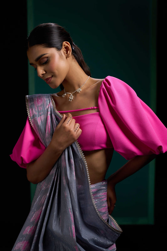 Grey Twin Tie Dye Saree
