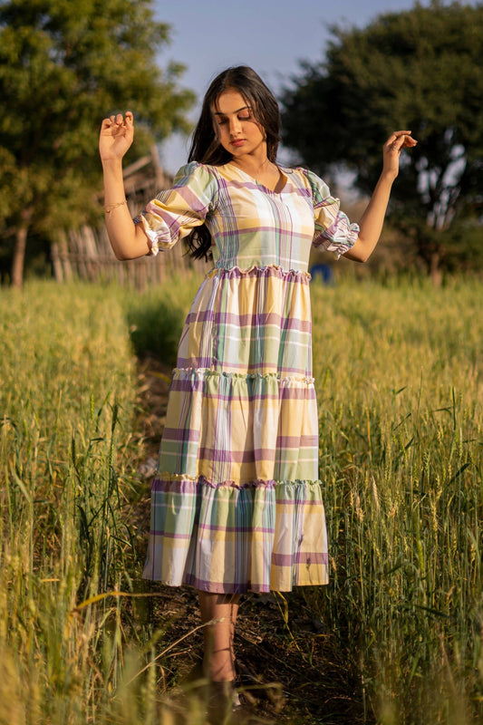 Sunset Gold Tiered Dress