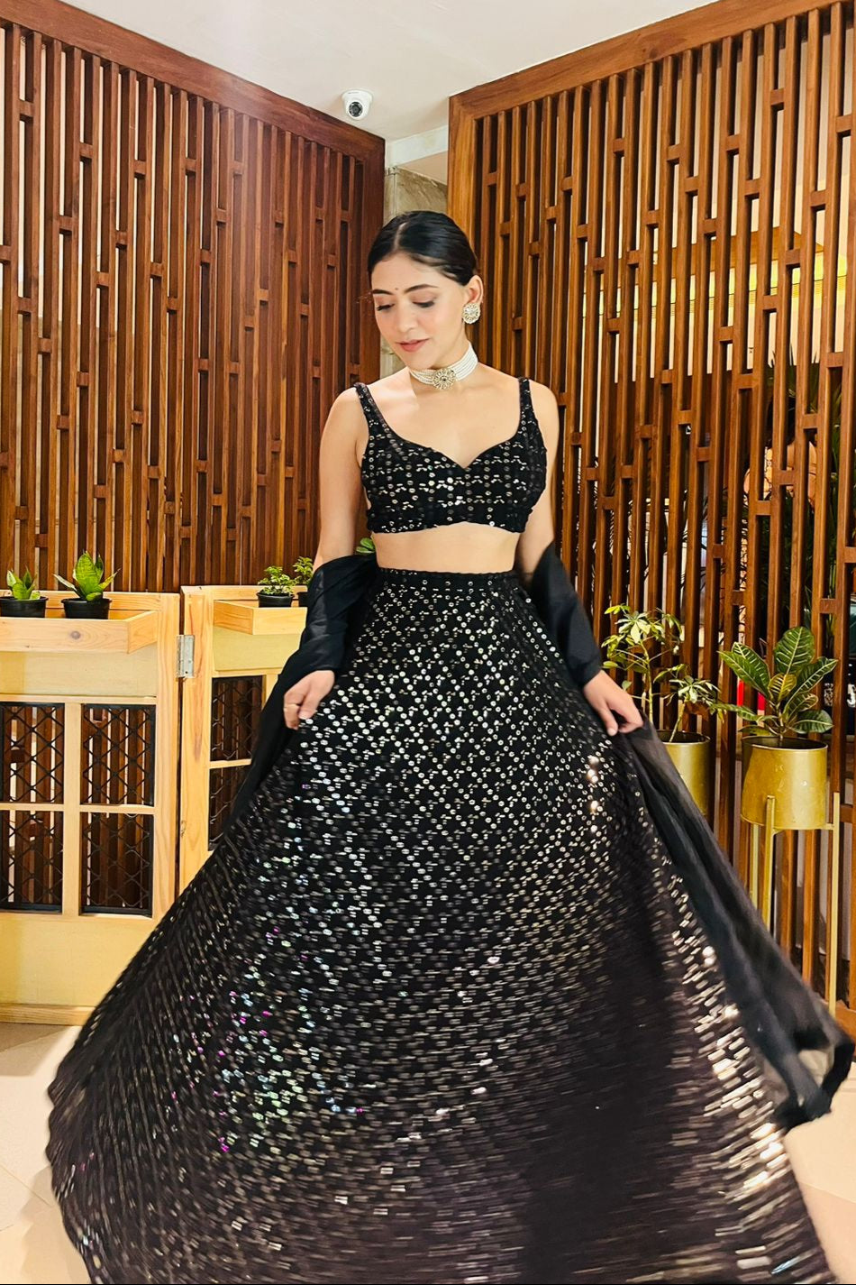 Rida Shimmer - All Over Faux Mirror Work Lehenga Set
