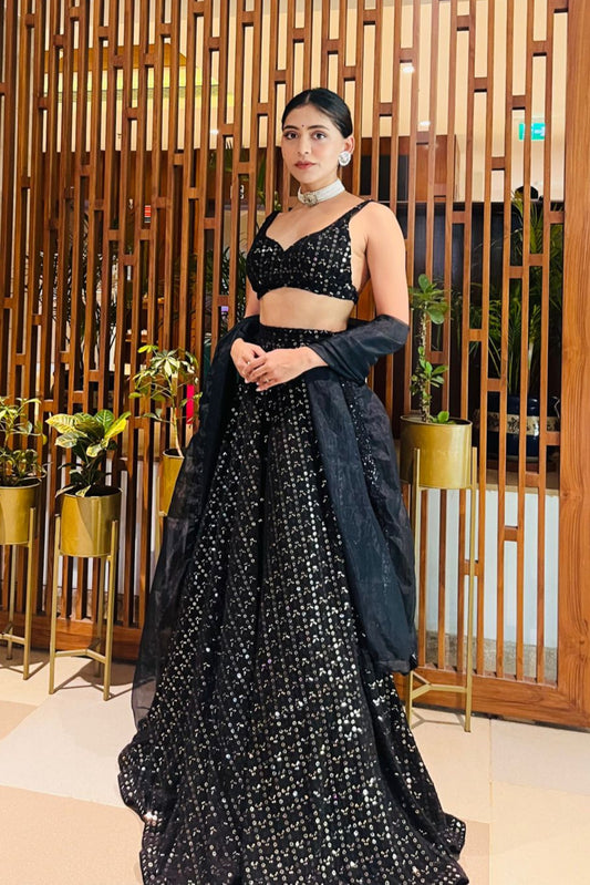 Rida Shimmer - All Over Faux Mirror Work Lehenga Set