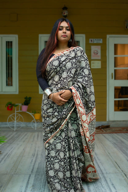 Tangled Treasures - Hand Block Bagru Saree