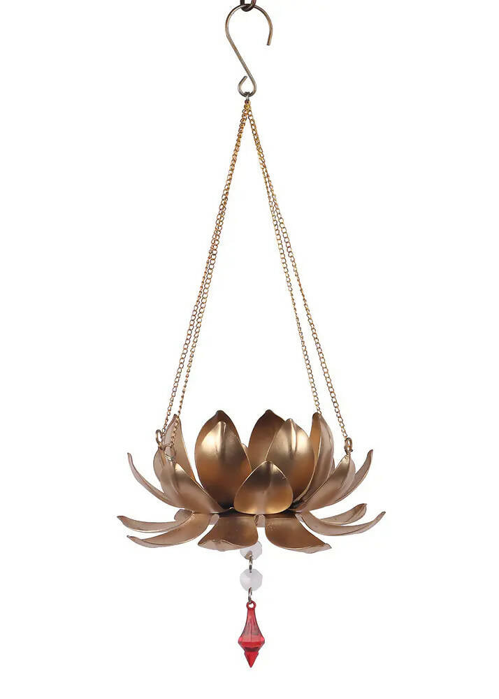 Hanging Lotus Tealight With Beads