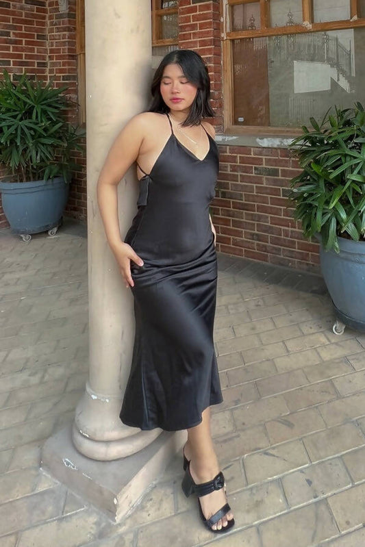 Black Long Satin dress