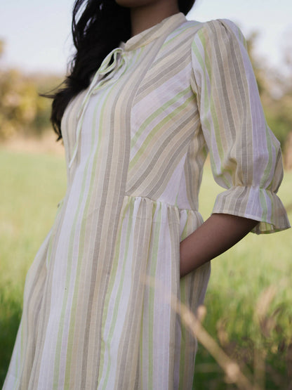 Pastel Green Striped Dress