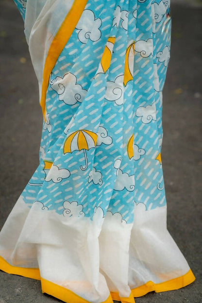 Peeli Chatri Cotton Printed Saree