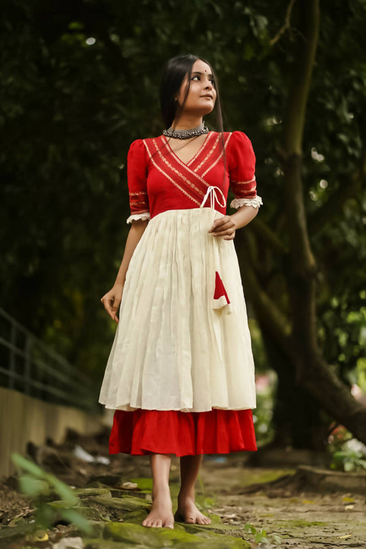 Swarno White & Red Dress