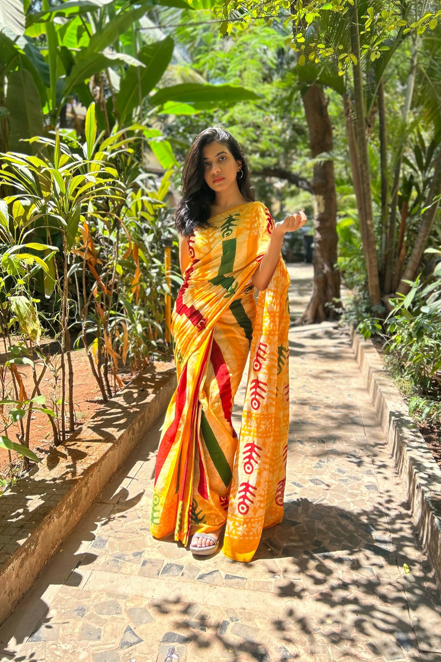 Colour Carnival Mul Cotton Hand Block Printed Saree