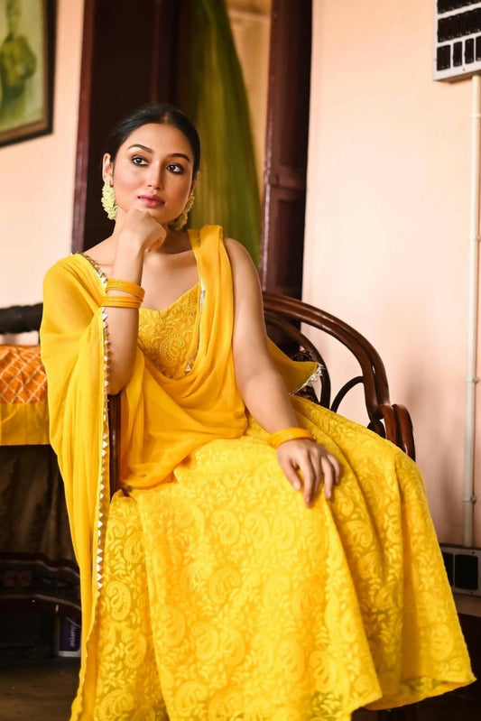 Pihushree Yellow Anarkali Kurta