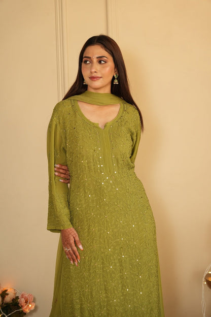 Noor Chikankari And Mukaish Work Set