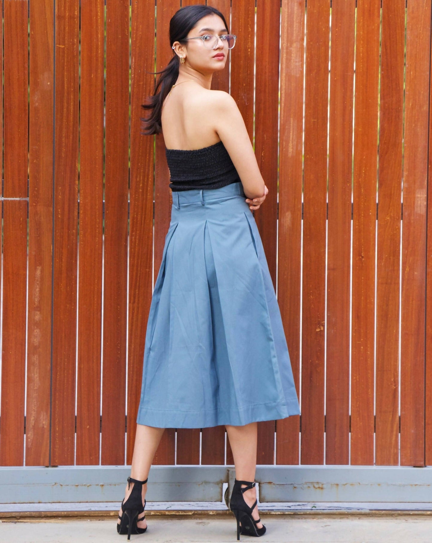 Diana Blue Box Pleat Skirt