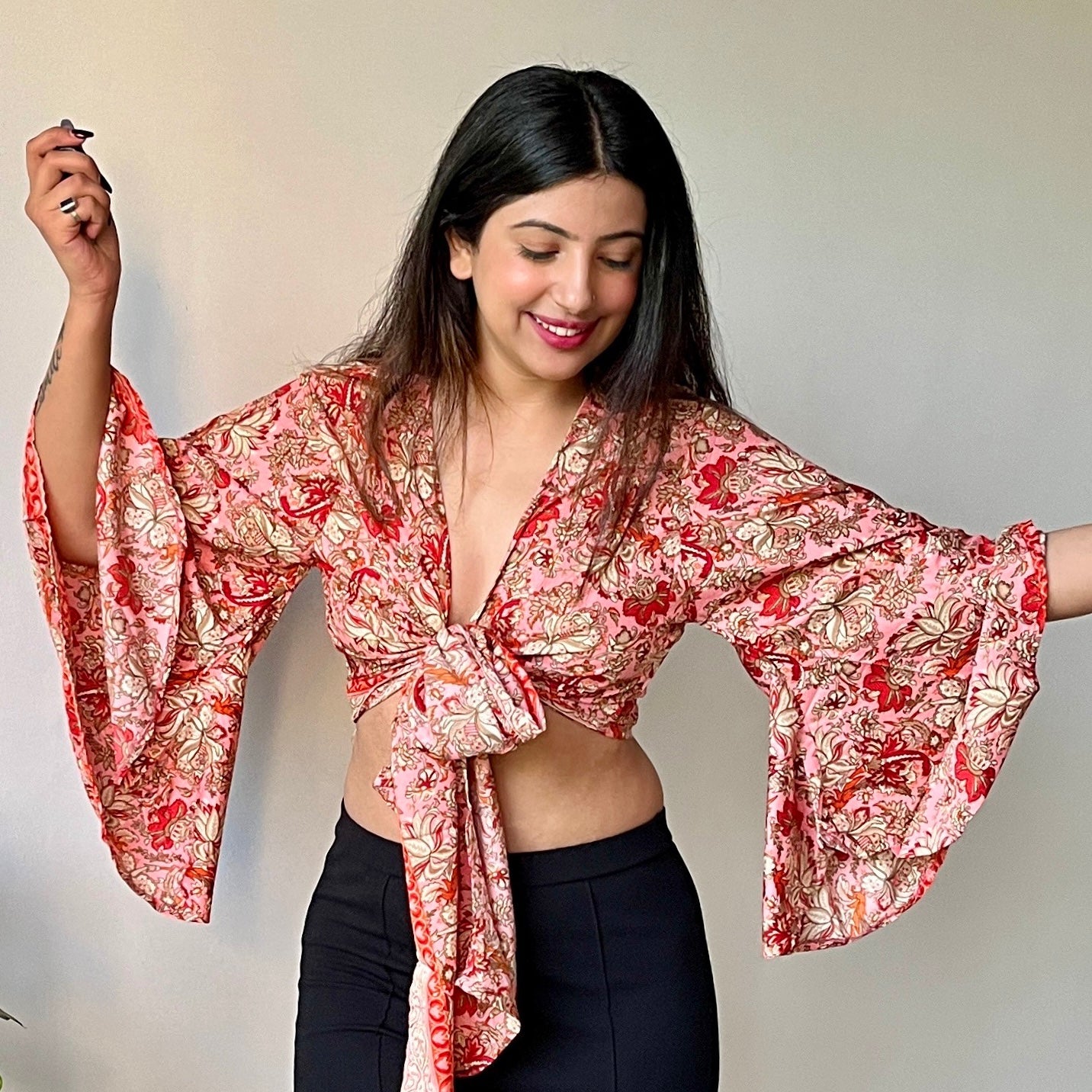 Bell Sleeves Wrap Top