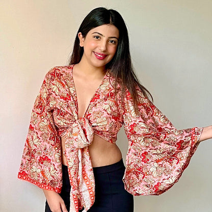 Bell Sleeves Wrap Top
