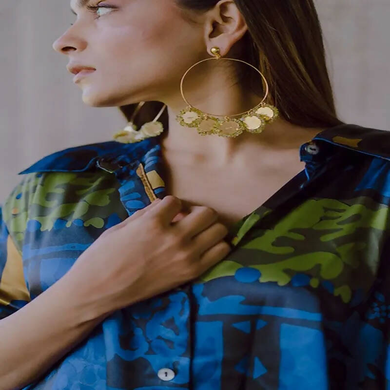 Five Coins Parrot Green Earrings