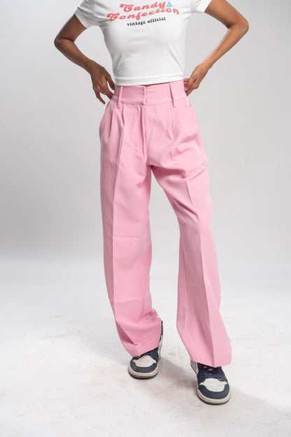 Pink Korean Baggy Pants