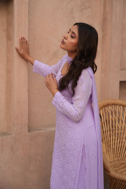 Sia Chikankari And Pearl Set