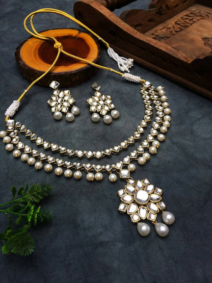 Kundan and Pearl Layered Pendant Set