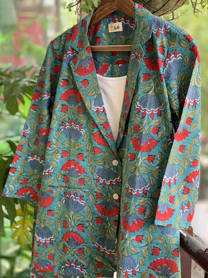 Sea Green Power Suit Blazer + Pants Set