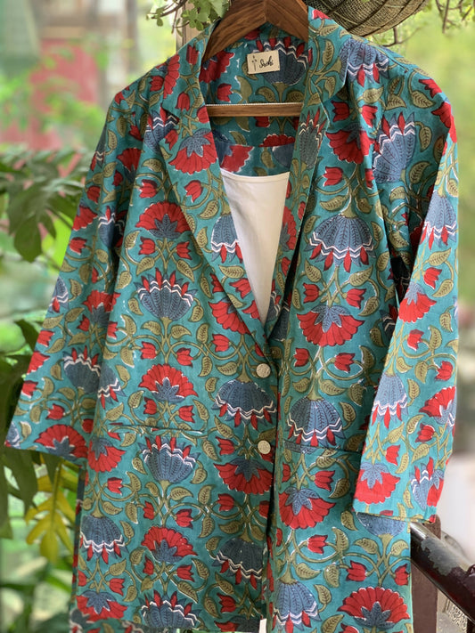 Sea Green Power Suit Blazer + Pants Set