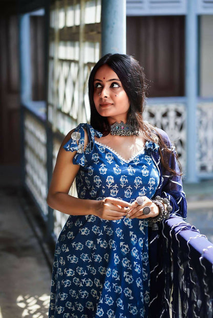 Pekhom Blue Cotton Dress