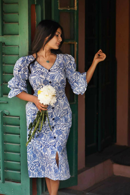 Blue Hibiscus Dress