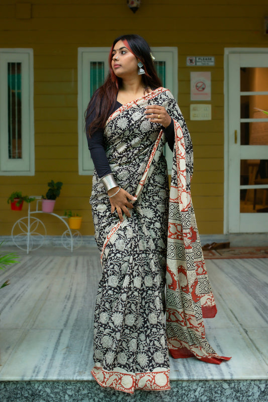 Tangled Treasures - Hand Block Bagru Saree