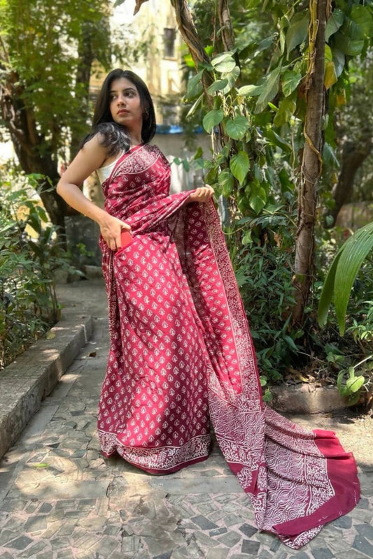 Wine Wonders Cotton Pocket Saree