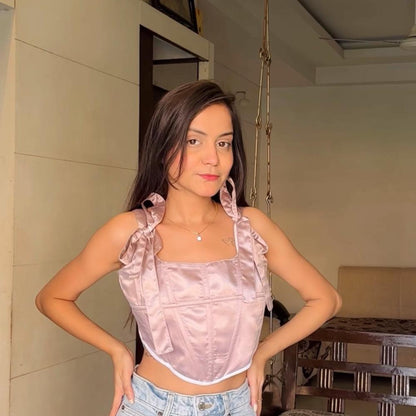 Satin Pink Corset Top