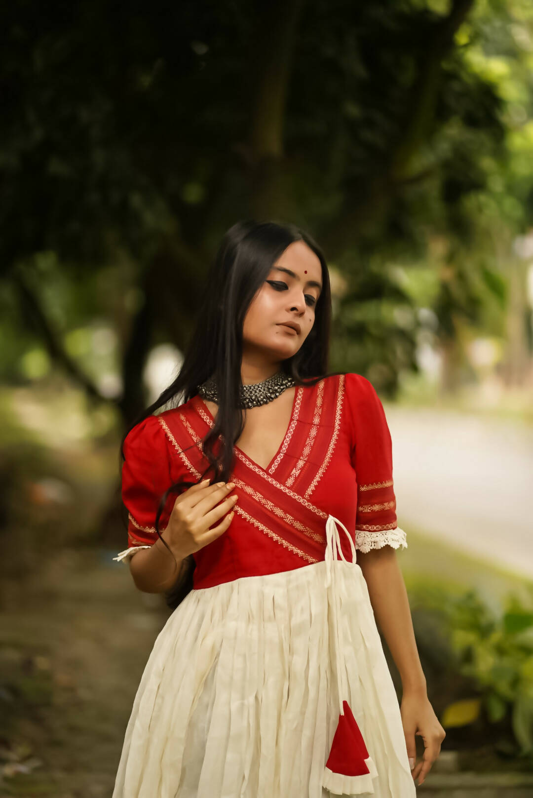 Swarno White & Red Dress