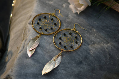 Gold Dreamcatcher Dangler Earrings