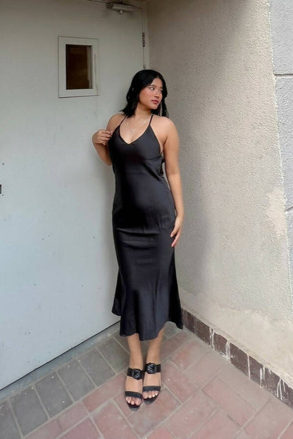 Black Long Satin dress
