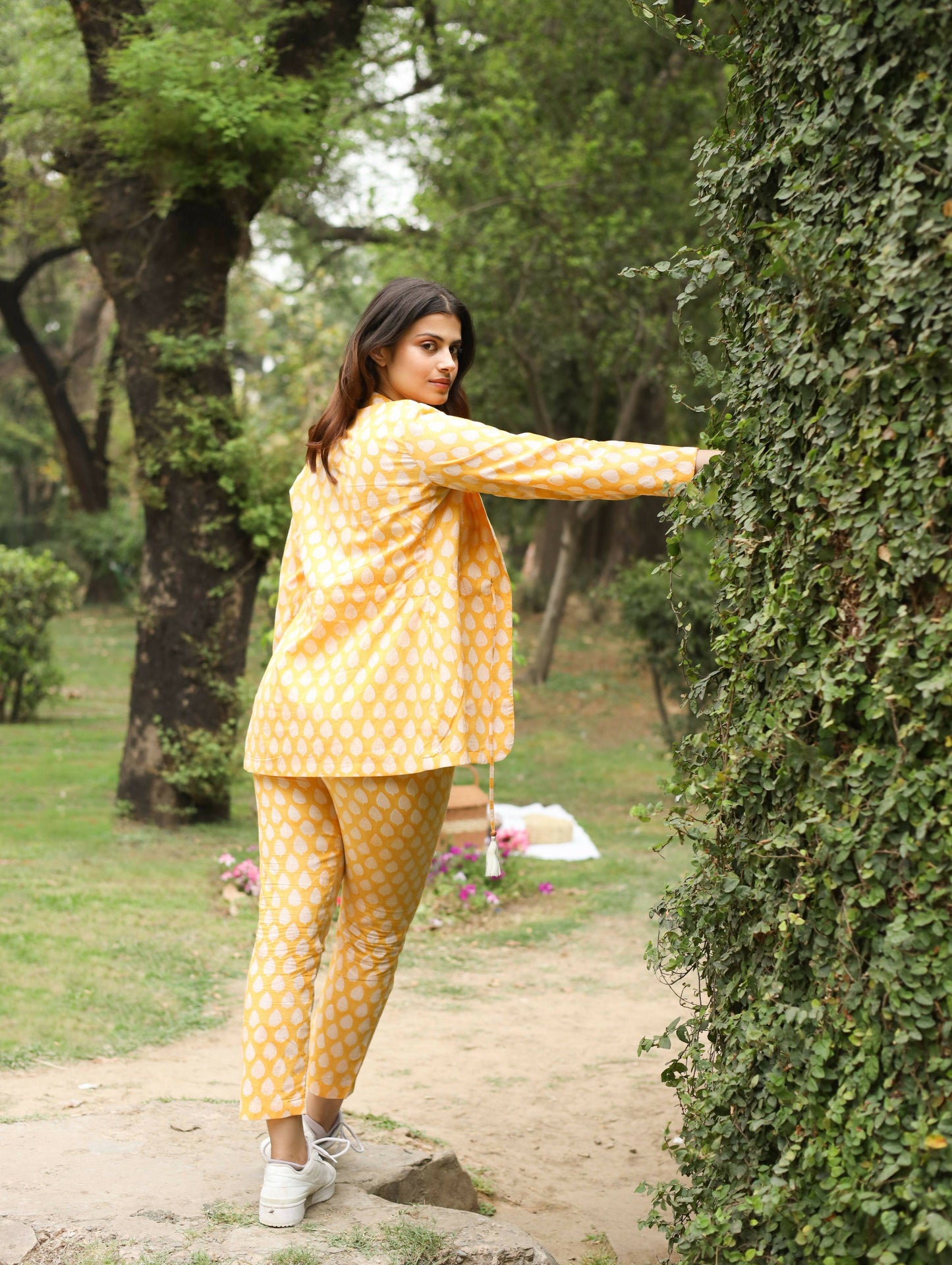 Yellow Booti Dori Blazer Set